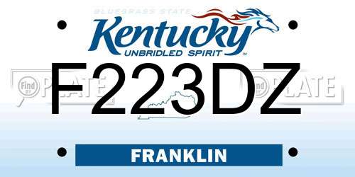 F223DZ Kentucky License Plate