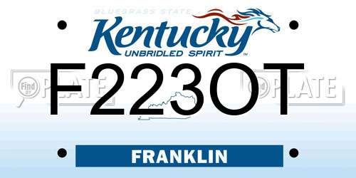F223OT Kentucky License Plate