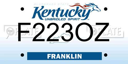 F223OZ Kentucky License Plate