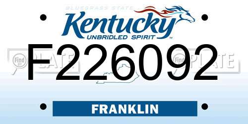 F226092 Kentucky License Plate