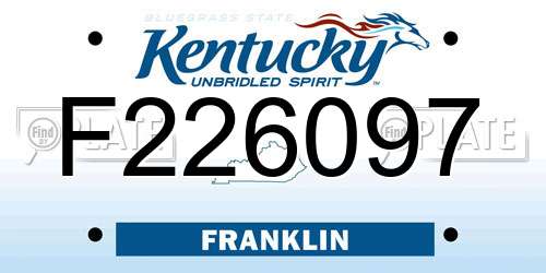 F226097 Kentucky License Plate