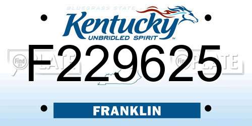 F229625 Kentucky License Plate