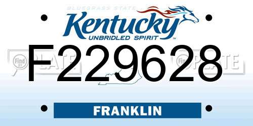 F229628 Kentucky License Plate