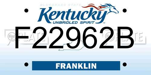 F22962B Kentucky License Plate