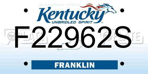 F22962S Kentucky License Plate