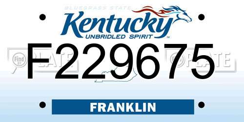 F229675 Kentucky License Plate
