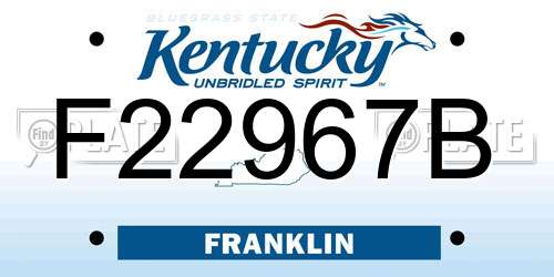 F22967B Kentucky License Plate