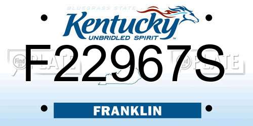 F22967S Kentucky License Plate