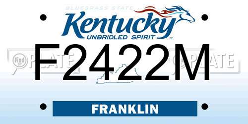 F2422M Kentucky License Plate