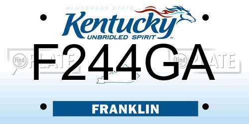 F244GA Kentucky License Plate
