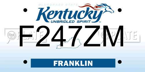 F247ZM Kentucky License Plate