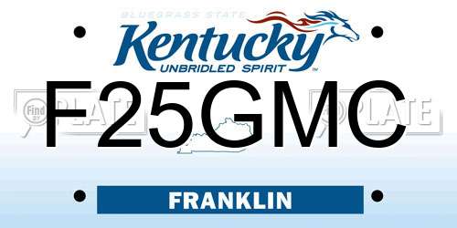F25GMC Kentucky License Plate