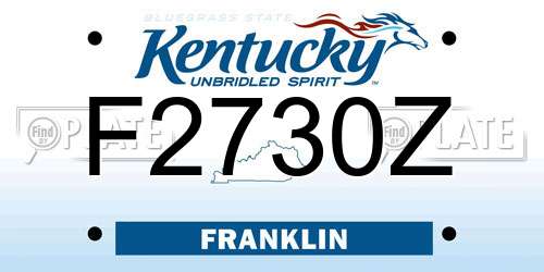 F2730Z Kentucky License Plate