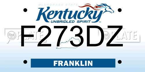 F273DZ Kentucky License Plate