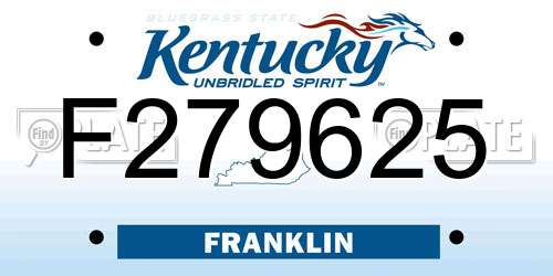 F279625 Kentucky License Plate