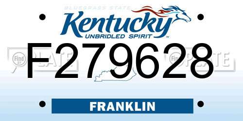 F279628 Kentucky License Plate