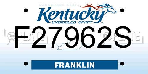 F27962S Kentucky License Plate