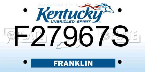 F27967S Kentucky License Plate