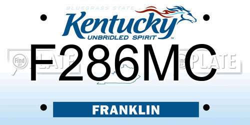 F286MC Kentucky License Plate