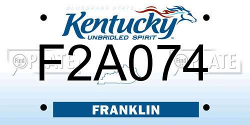 F2A074 Kentucky License Plate