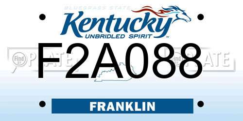 F2A088 Kentucky License Plate