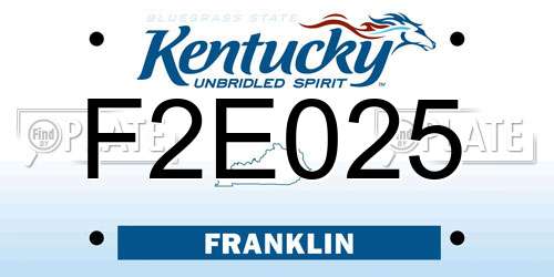 F2E025 Kentucky License Plate