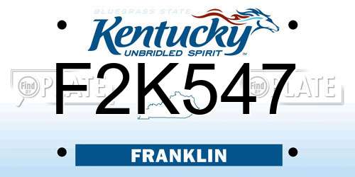 F2K547 Kentucky License Plate