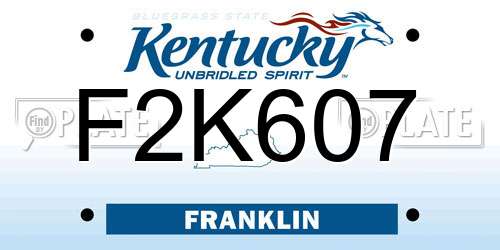 F2K607 Kentucky License Plate