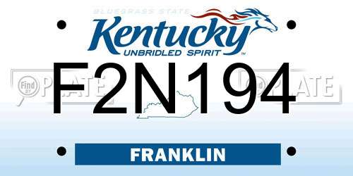 F2N194 Kentucky License Plate