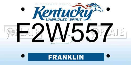 F2W557 Kentucky License Plate