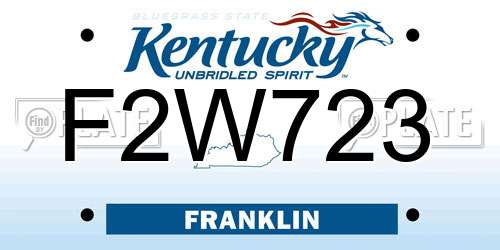 F2W723 Kentucky License Plate