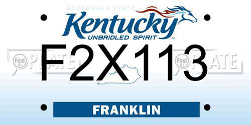 F2X113 Kentucky License Plate