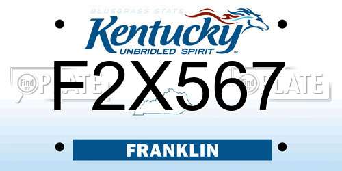 F2X567 Kentucky License Plate