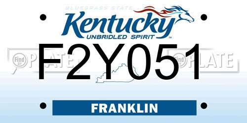 F2Y051 Kentucky License Plate