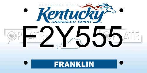 F2Y555 Kentucky License Plate