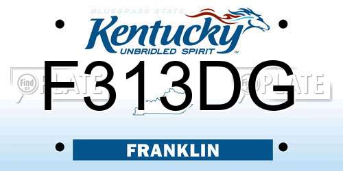 F313DG Kentucky License Plate