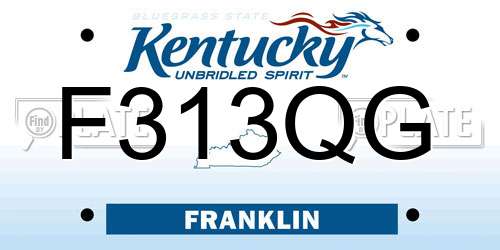F313QG Kentucky License Plate