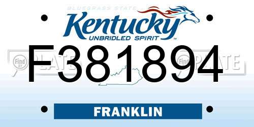 F381894 Kentucky License Plate