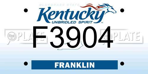 F3904 Kentucky License Plate