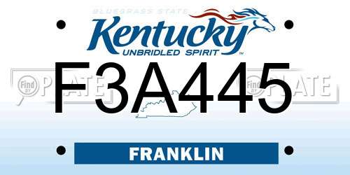 F3A445 Kentucky License Plate