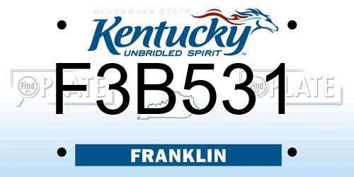 F3B531 Kentucky License Plate