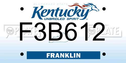 F3B612 Kentucky License Plate