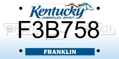 F3B758 Kentucky License Plate