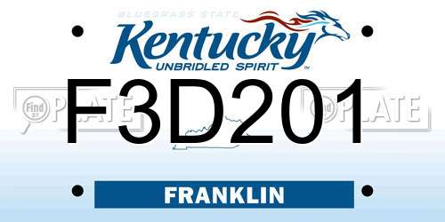 F3D201 Kentucky License Plate
