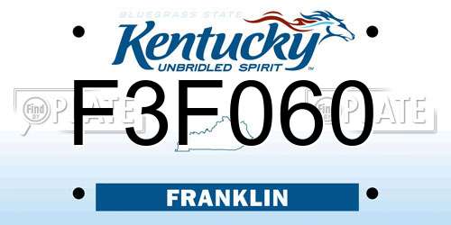 F3F060 Kentucky License Plate