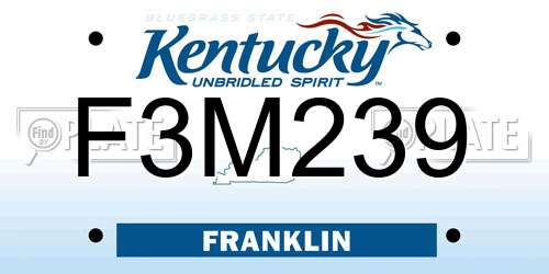 F3M239 Kentucky License Plate