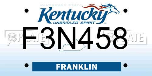 F3N458 Kentucky License Plate
