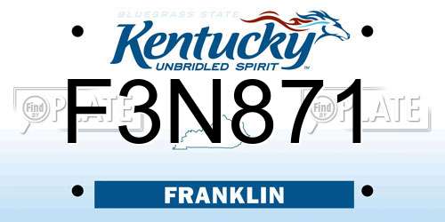 F3N871 Kentucky License Plate