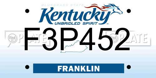 F3P452 Kentucky License Plate