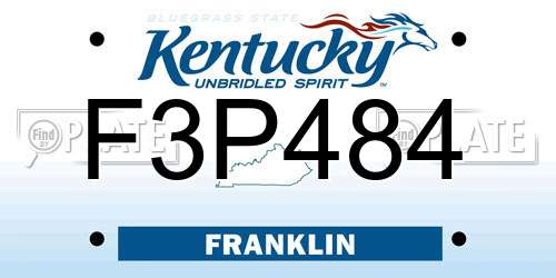 F3P484 Kentucky License Plate
